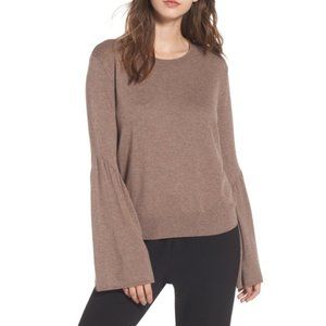 Nordstrom Leith Mocha Small Bell Sleeve Sweater